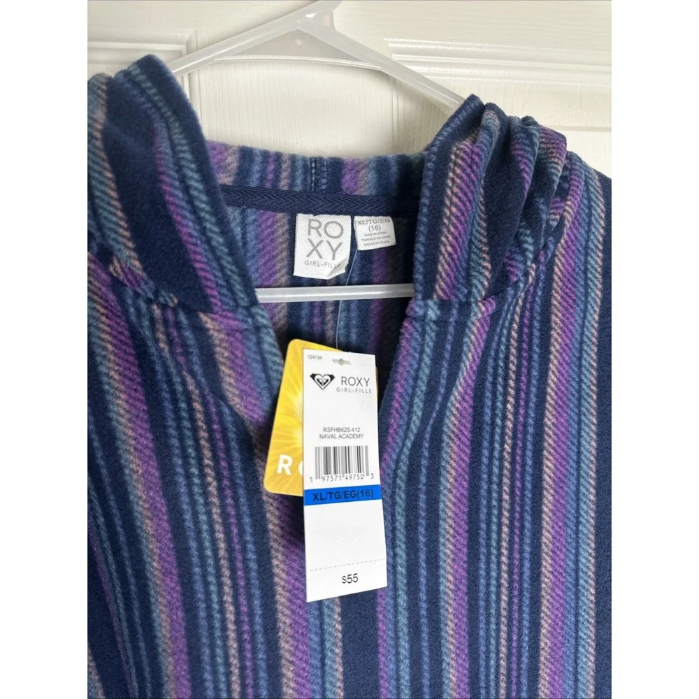 Roxy Girls Hoodie Pull Over Purple Blue Rasta Hippie‎ Girls Size XL (16) NWT $55